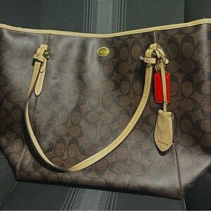 Coach Brown and Tan Signature Tote